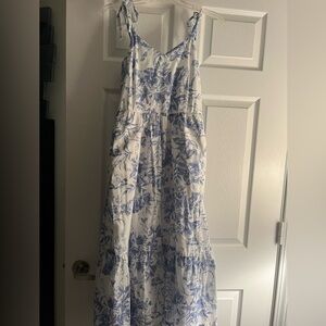 GAP White dress with Blue floral Design